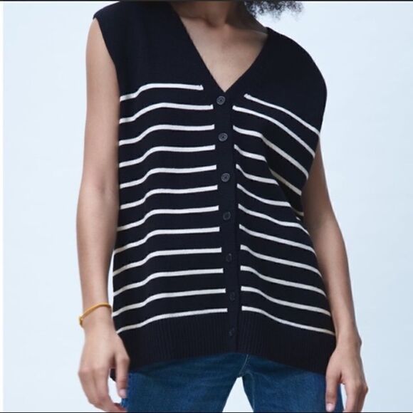 NWT Zara Striped Knit Vest - Picture 1 of 11